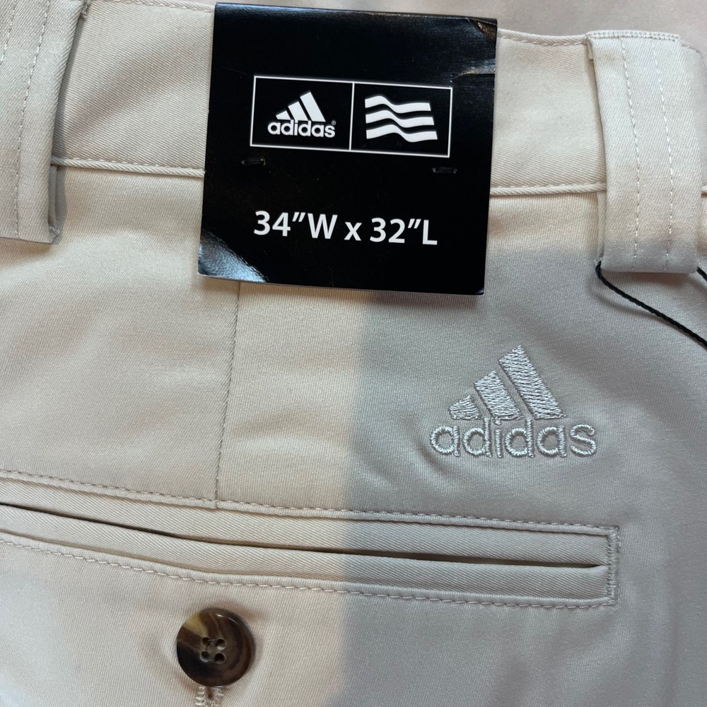 Adidas Men Climalite Flat Front Golf Pants Ecru Beige 34x32 Performance Trousers - Picture 4 of 9